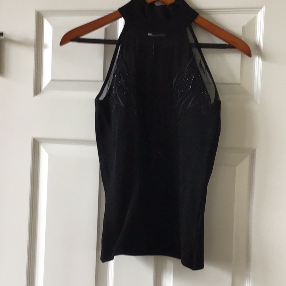 Cache Black Beaded Top Size S